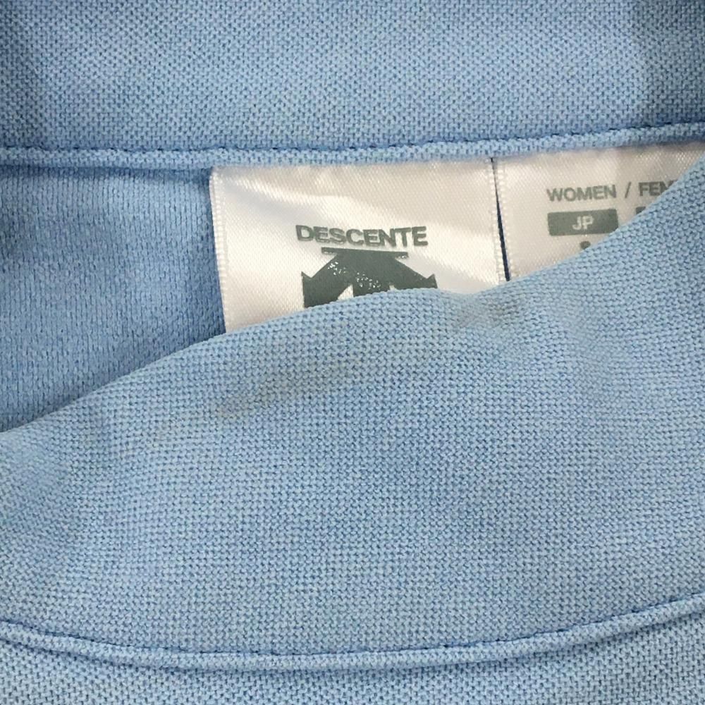DESCENTE - デサントゴルフ 半袖ハイネックシャツ ライトブルー×グリーン 肩ファスナー 中田英寿 レディース S ゴルフウェア DESCENTE デサントゴルフ 半袖ハイネックシャツ ライトブルー×グリーン 肩