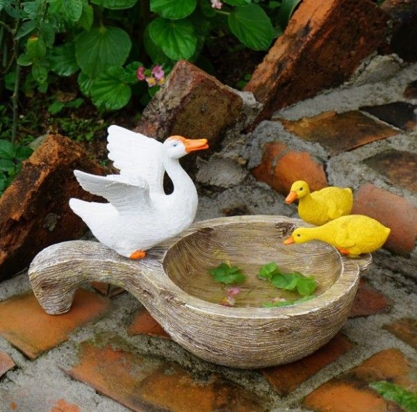 母アヒル 子アヒル 水耕栽培用の植木鉢 園芸装飾