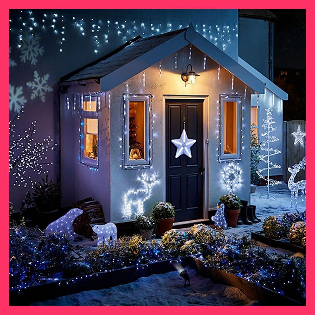 イルミネーション 屋外用 モチーフライト 雪の結晶 63×63cm ブルー