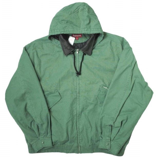 新品 SUPREME シュプリーム 23AW Leather Collar Utility Jacket レザーカラーユーティリティジャケット XXL  Green WEEK1 3M THINSULATE キルティング アウター s18502