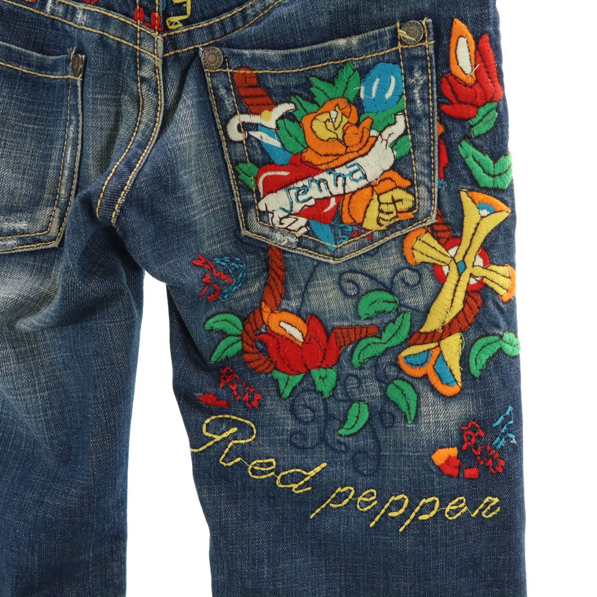 パンツ RED pepper RED PEPPER レッドペッパー バック クロス刺繍 デニムパンツ w26
