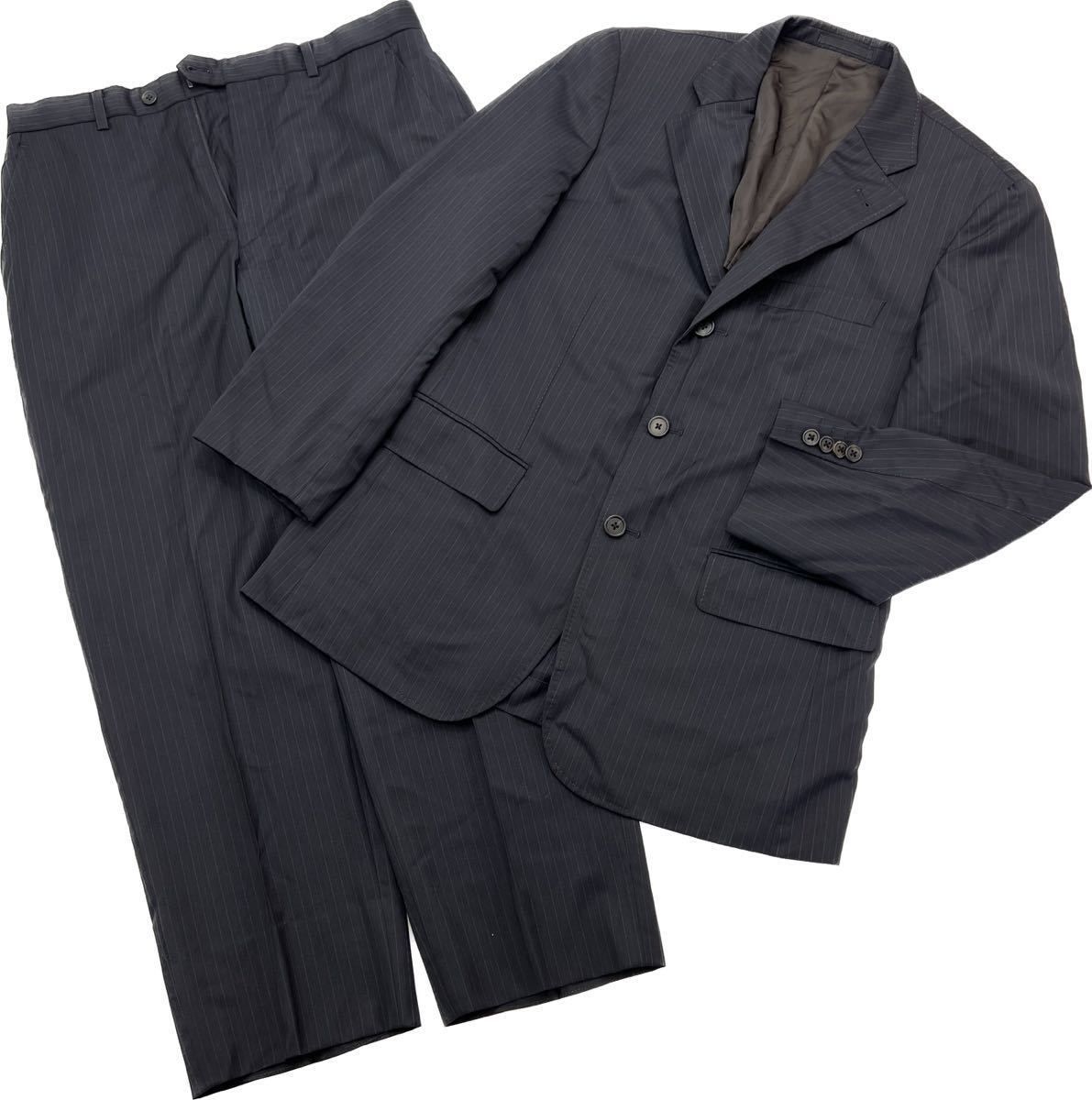 Paul Smith ストライプ 3B ウール スーツ 上下 セットアップ ダークグレー M2 170 ビジネス オフィス 正装 日本製 ポールスミス CM14