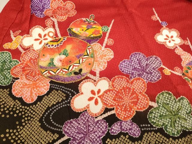 平和屋着物[]七五三 女の子 3歳 祝着 三つ身 長襦袢(半衿刺繍)・被布  