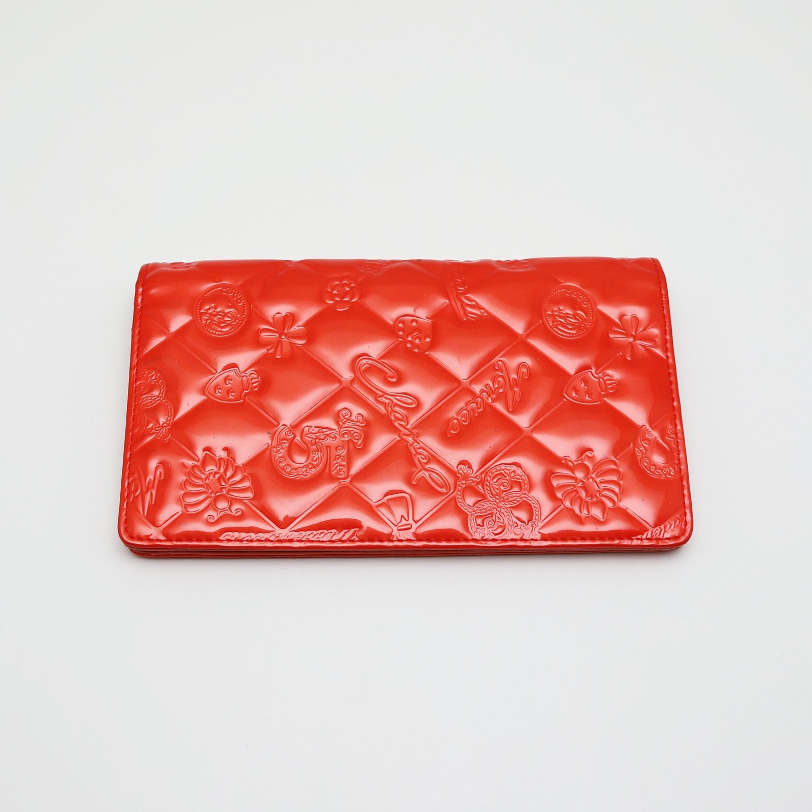 【稀少】CHANEL シャネル アイコンライン 二つ折り長財布　エナメル　レッド シャネル アイコンライン パテント 長財布 レッド エナメル 二