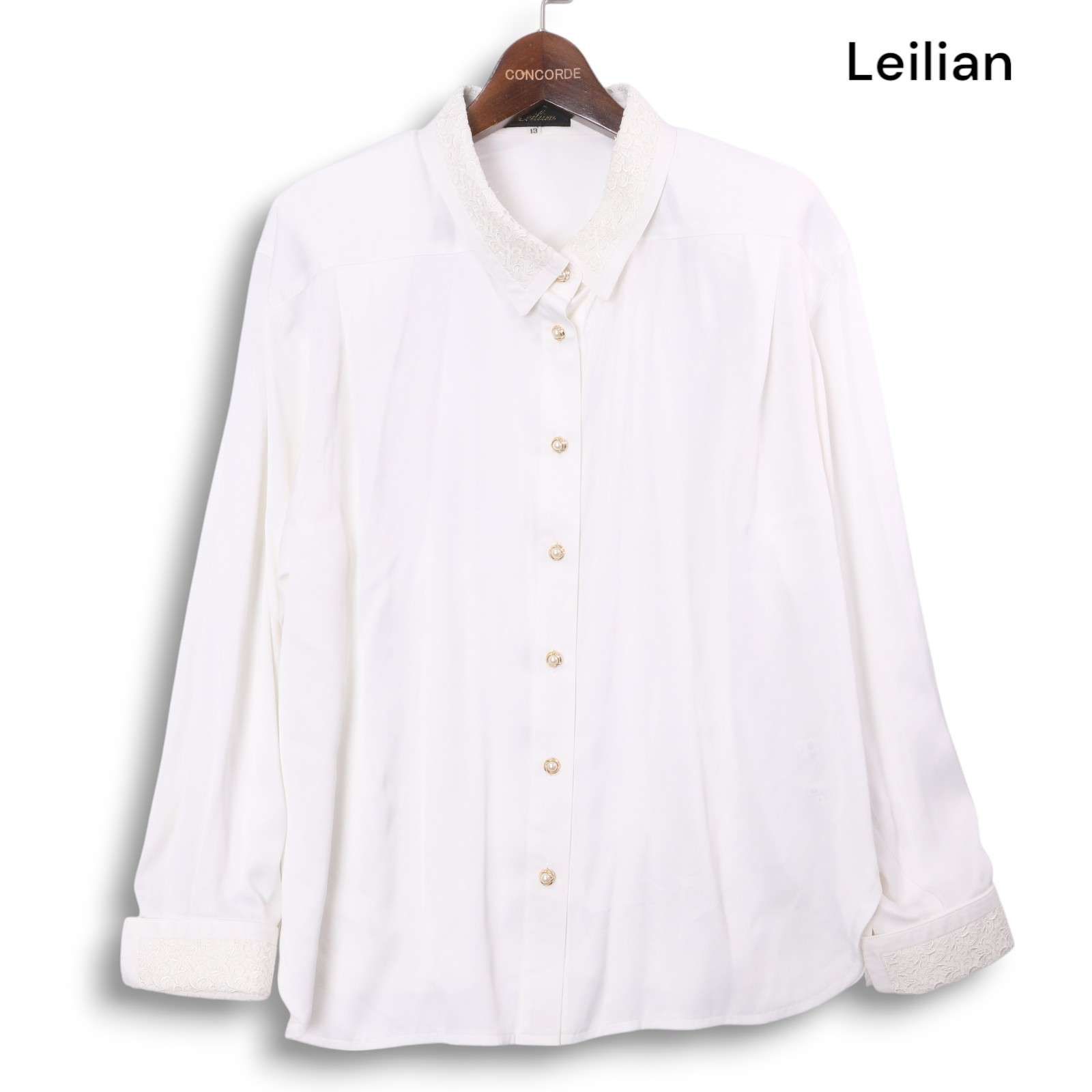Leilian レリアン プラスハウス 春夏 パールボタン☆ レース 長袖