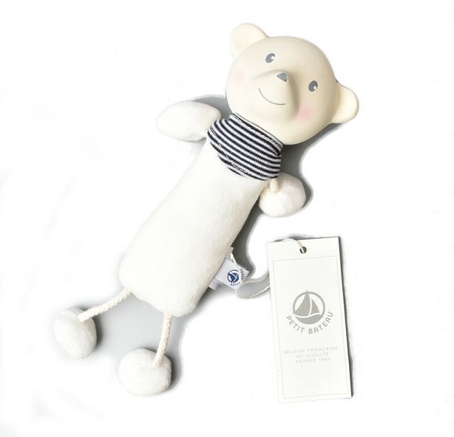 プチバトー ぬいぐるみ PETIT BATEAU ベビー クマ ドゥドゥ オーガニックコットン/ホワイト 出産祝い