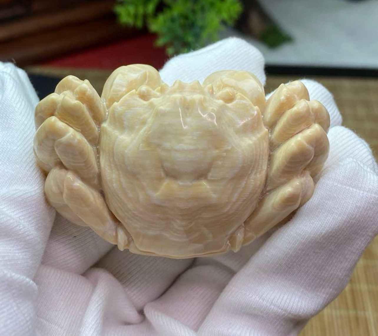 天然マンモス牙美しい手作り神技鬼工の球手持ち ブレスレット 天然