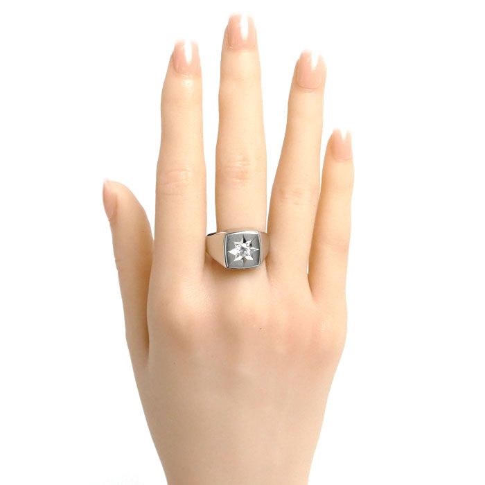 Pt900プラチナ 印台 リング・指輪 ダイヤモンド0.34ct 23号 21.9