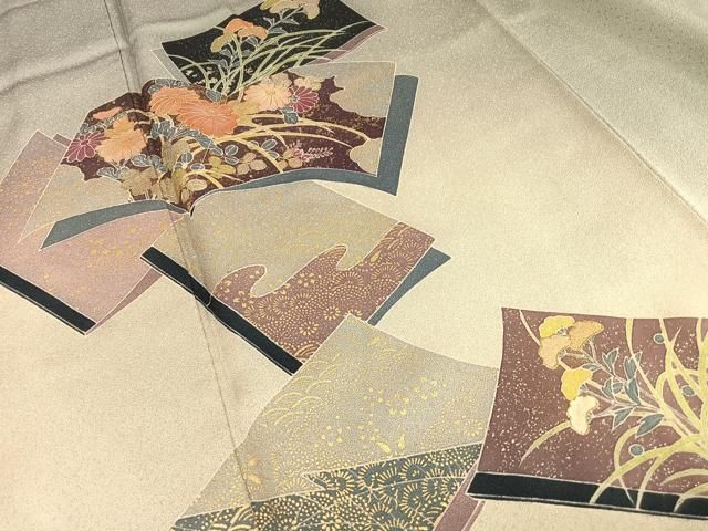 平和屋着物□訪問着 冊子草花文 暈し染め 金彩 正絹 逸品 未使用
