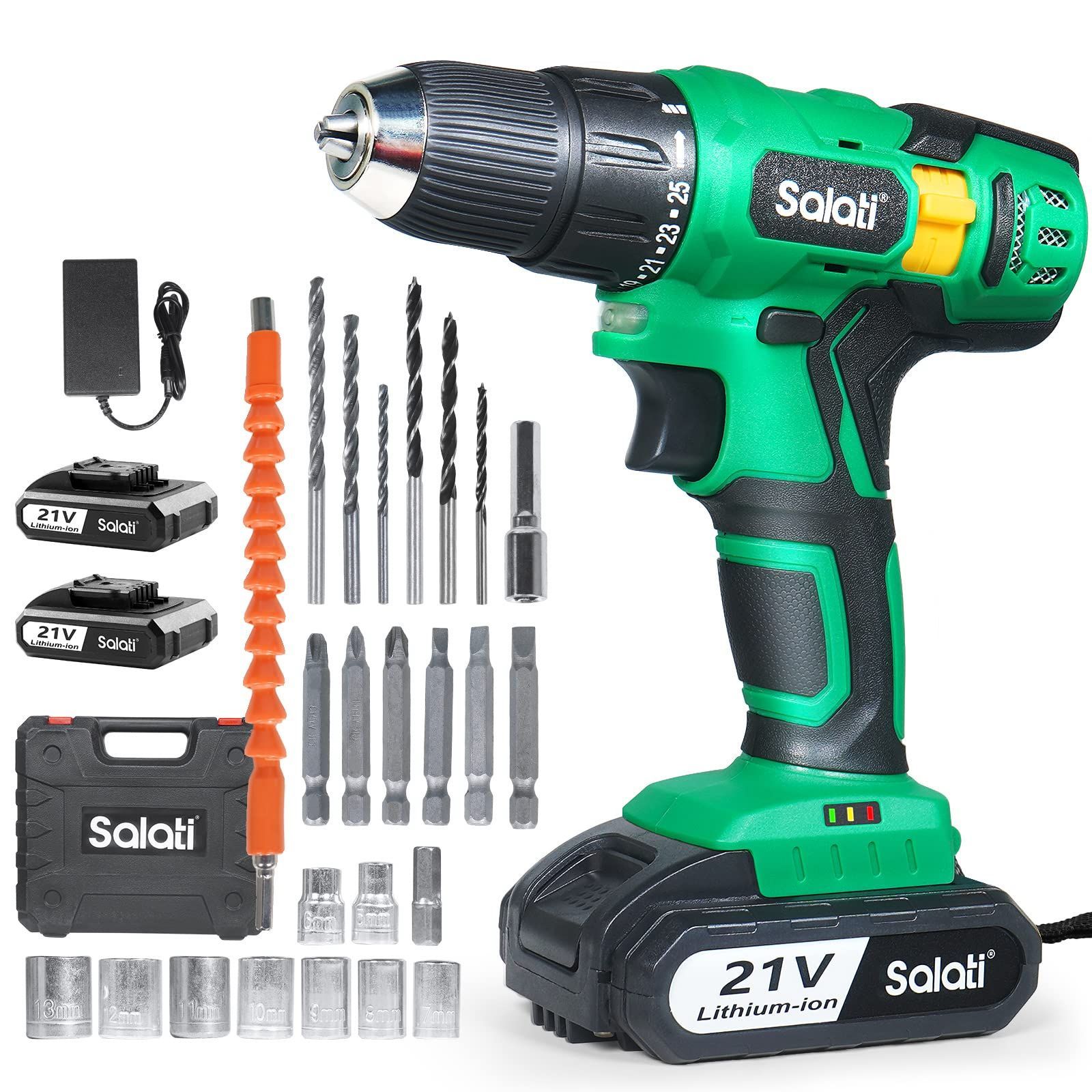 電動ドライバー小型穴あけ&amp;締め付け&amp;1台５役SALATI 21V 電動ドリル 電動ドライバー小型穴あけ&締め付け&1台5役SALATI 21V 電動