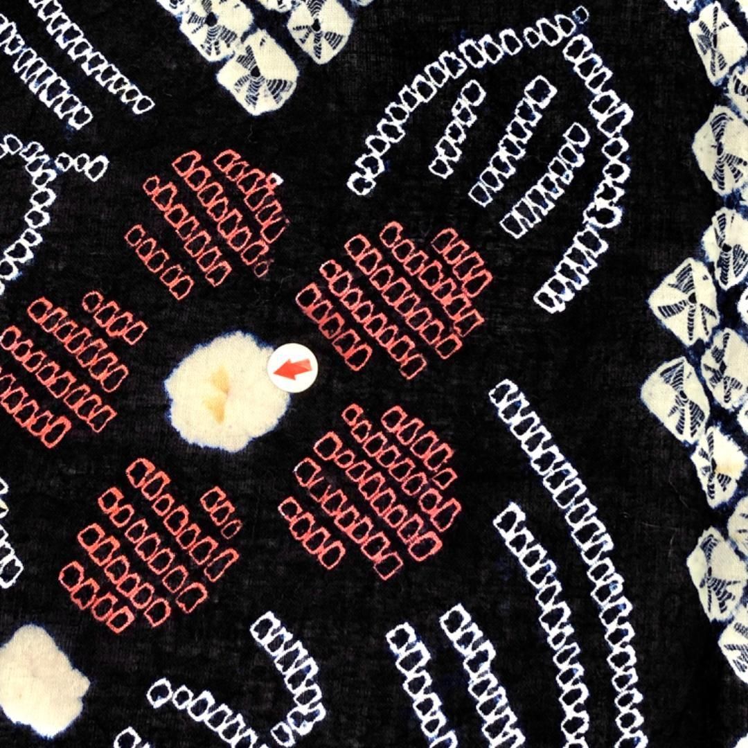 夏着物 浴衣 有松鳴海本絞り 縦縞花柄模様 紺鉄色 K-5141 - メルカリ 