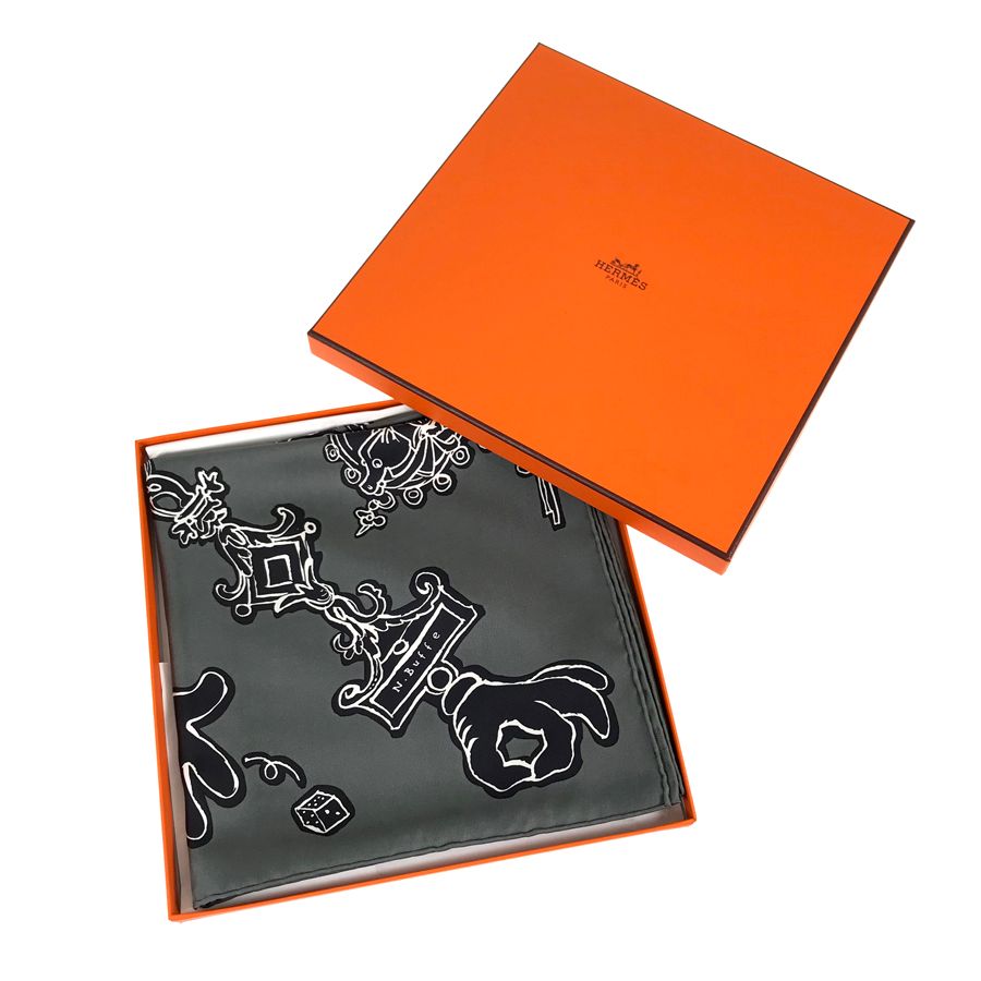 エルメス HERMES カレ 90 SERIO LUDERE セリオ ルデーレ グレー シルク