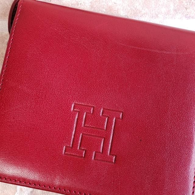 ヒロフ HIROFU ☆ レザー ハンドル付 二折財布 財布 イタリア製 赤