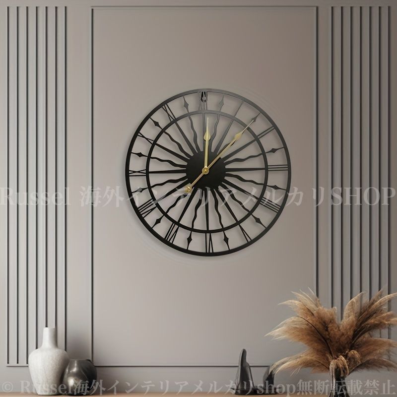 壁掛け 時計 太陽 スタイリッシュ アナログ おしゃれ かわいい インテリア 掛け時計 ウォール アート クロック ブラック ゴールド 4-7 NEXPOTALLINN_EU