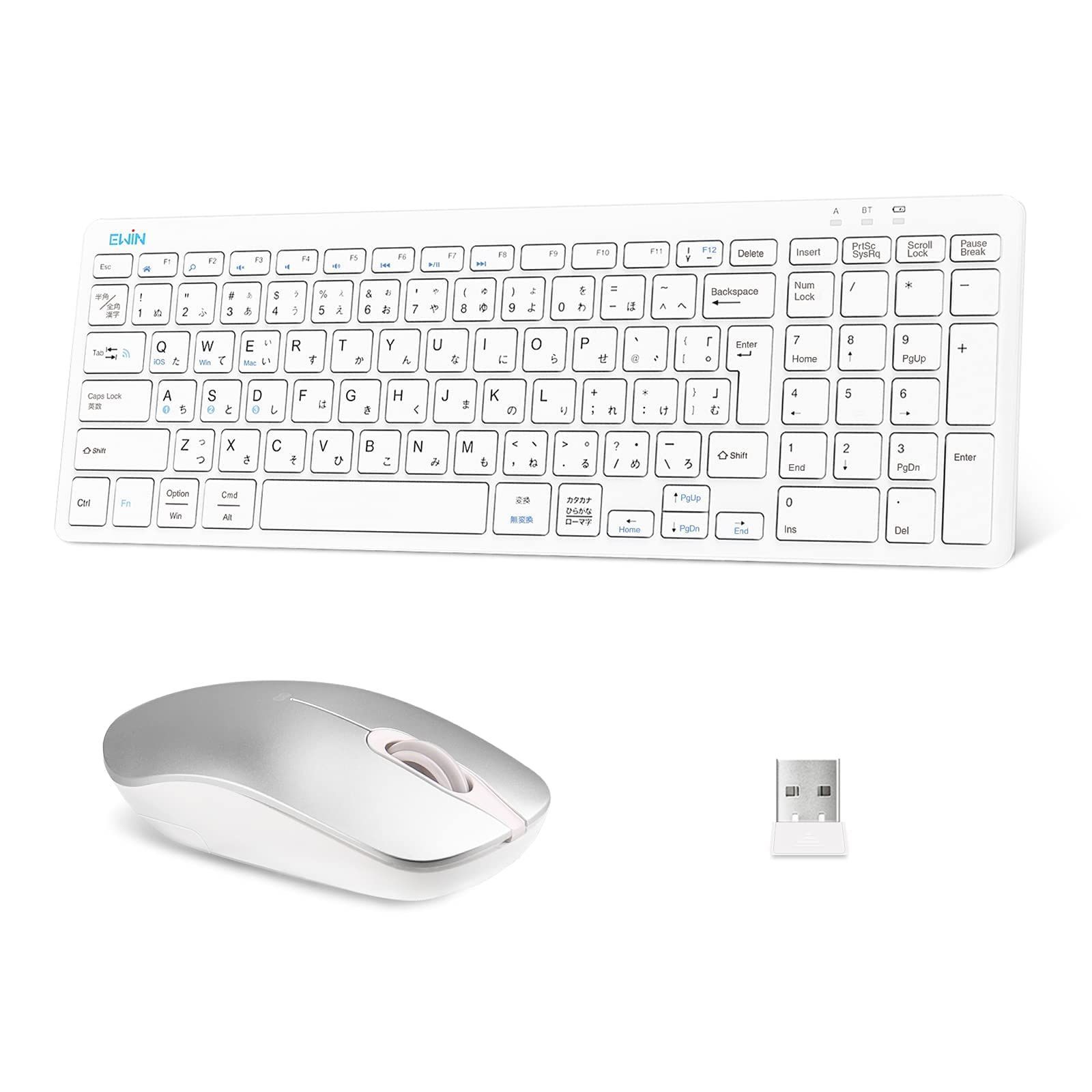 Ewin キーボード bluetooth ワイヤレス マウスセット テンキー付き