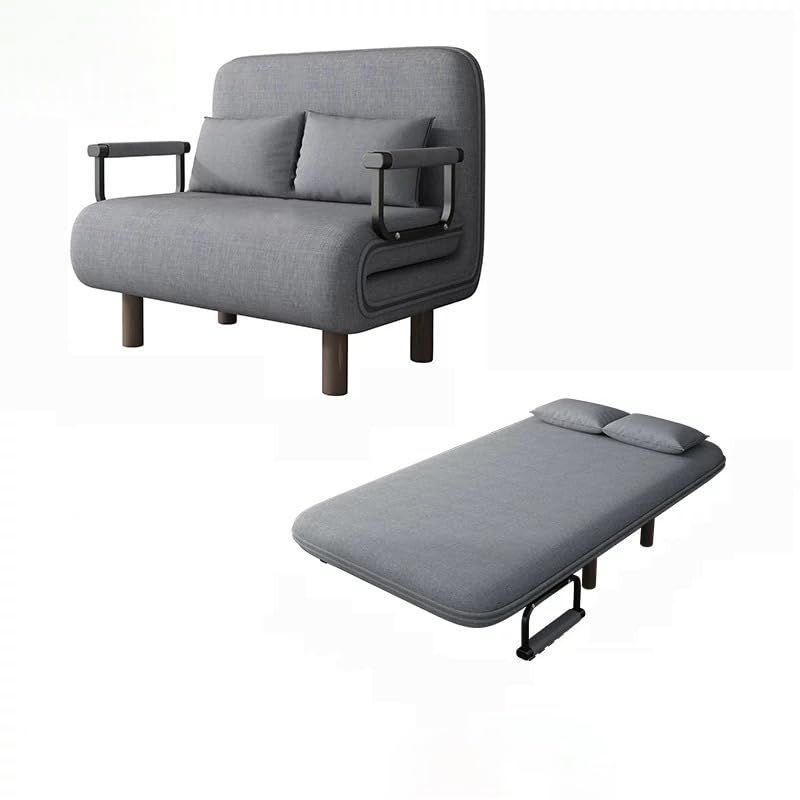 ITACHENG ソファーベッド 2人掛け 折りたたみ 3WAYソファベッド ソファー シート 折りたたみベッド シングル ひじ掛け 来客用 リクライニング ふかふか2クッション付 省スペース グレー100*190cm