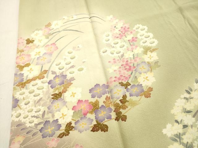 平和屋着物●本加賀友禅作家　白坂幸蔵　色留訪問着　草花丸文　暈し染め　正絹　逸品　DAAT1215tｗ 平和屋着物○本加賀友禅作家 白坂幸蔵 色留訪問着 草花丸文 暈し染め