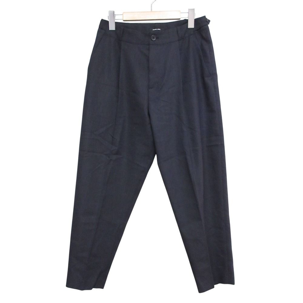 25SS pas de calais パドカレ コットンリネン 綾ストレッチ センタープレス テーパードパンツ 36 ネイビー レディース 古着