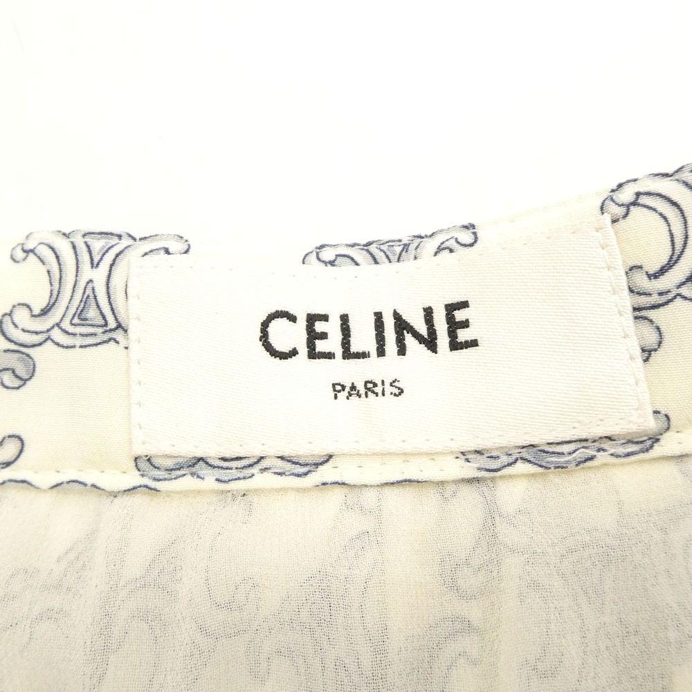 CELINE セリーヌ 2J369632P プリーツスカート 40 シルク100％ トリオンフ ロング丈 レディース AY7278W2 GULLKHAN_COM