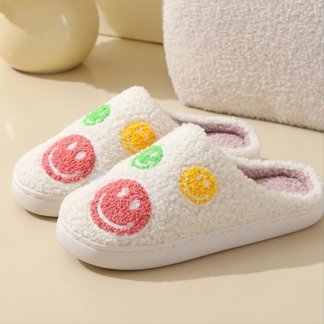 ルームシューズ スリッパ スマイル 新築祝い 洗える ふわふわ 22 23