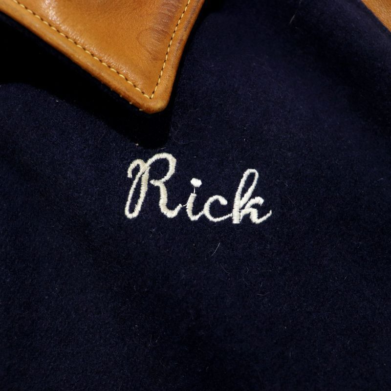   / 90s/アームレザー/H/88//スタジャン/XL/ウール/NVY// 90s USA製 vintage アームレザー ウール スタジャン メンズ 表記XL