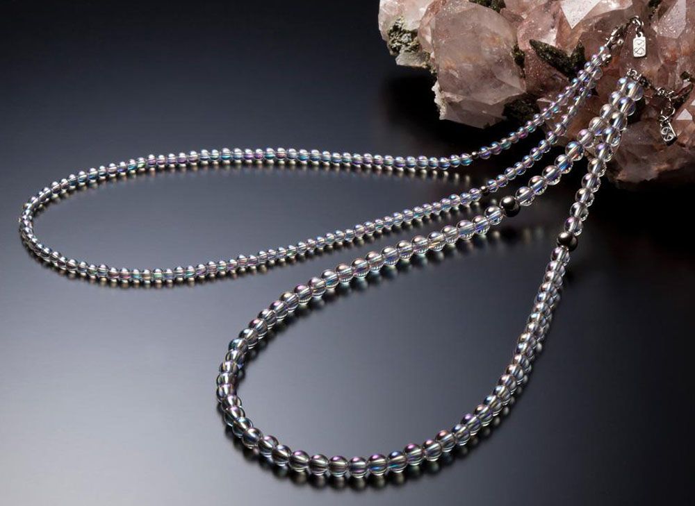 ファイテン Phiten チタン水晶ネックレス 5mm玉 40cm メンズ