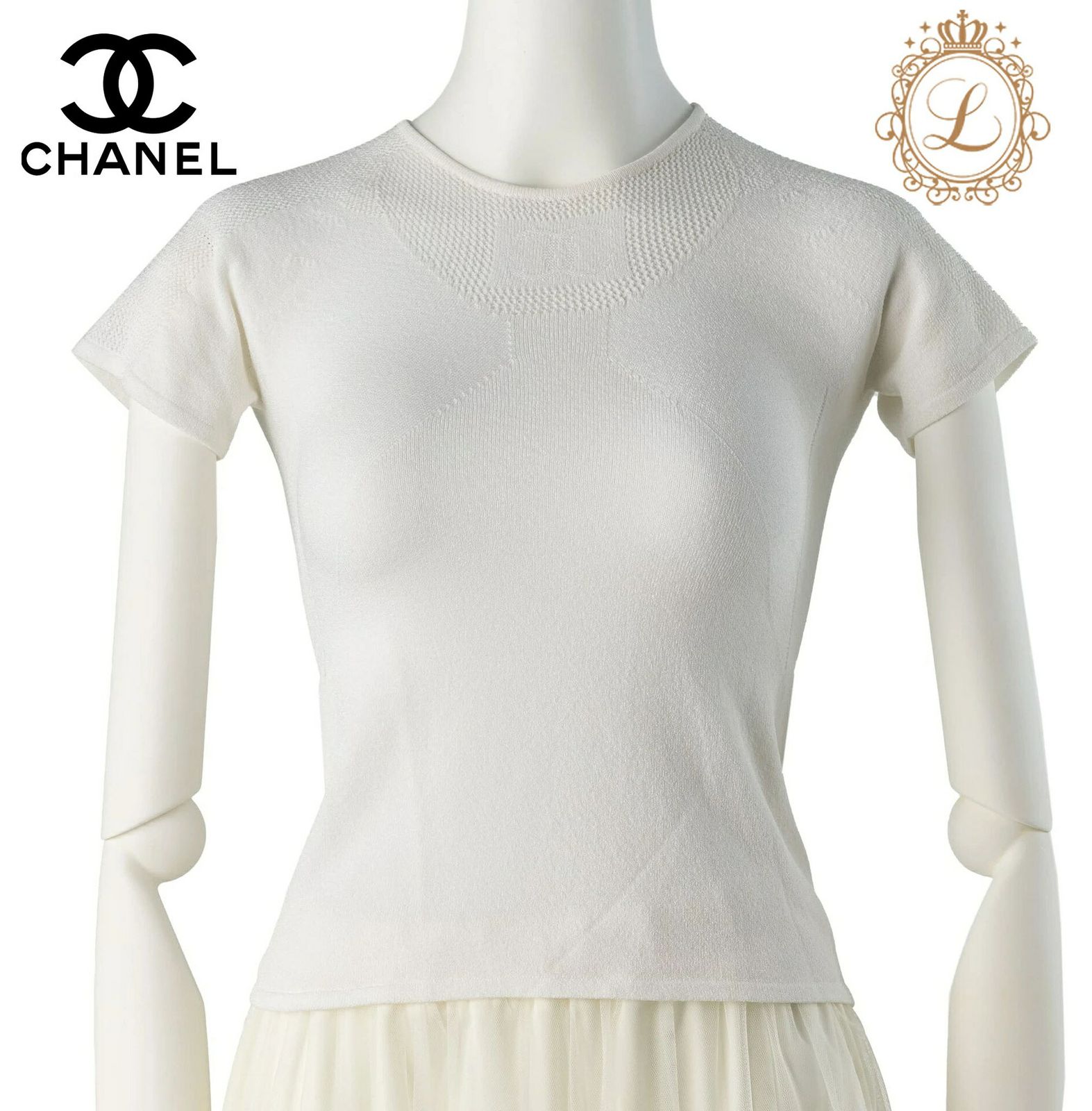 CHANEL シャネルスポーツライン　ココマーク半袖サマーニット CHANEL シャネル スポーツライン・ココマーク ロゴネック 半袖