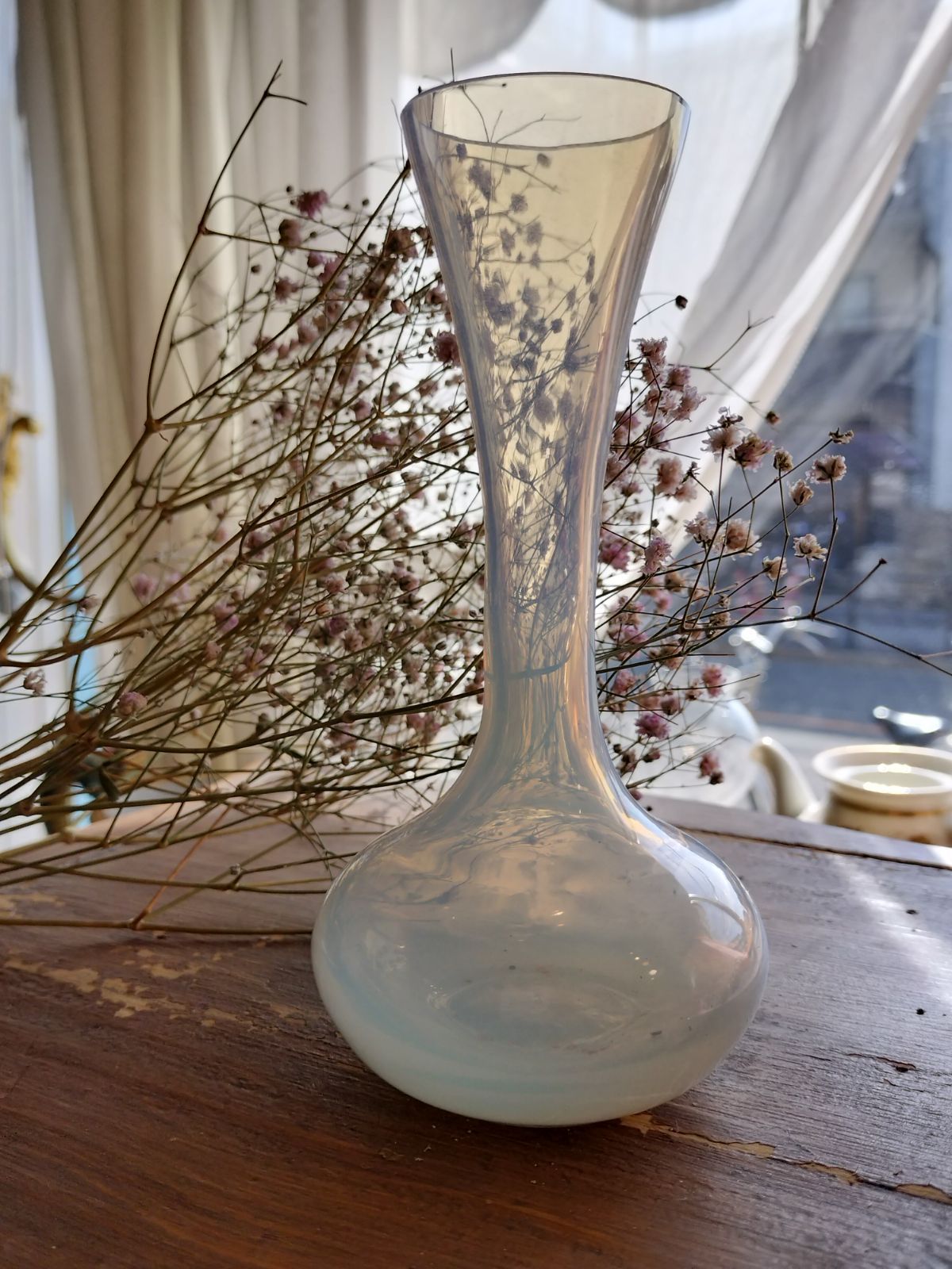 フランス　アンティークオパールオパリンガラス　フラワーベース オパリンガラスフラワーベース.バイカラー2 フランス