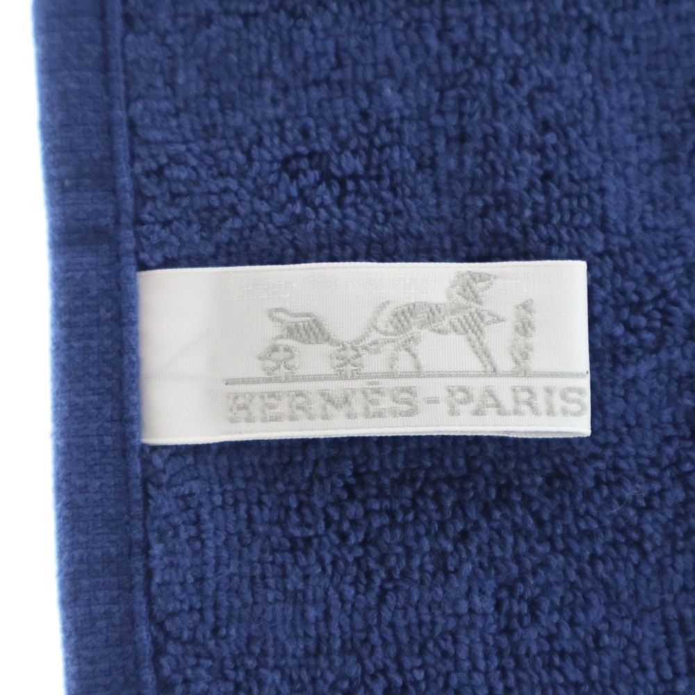 HERMES (エルメス) Hロゴ総柄 コットン ハンカチ ハンドタオル ブルー