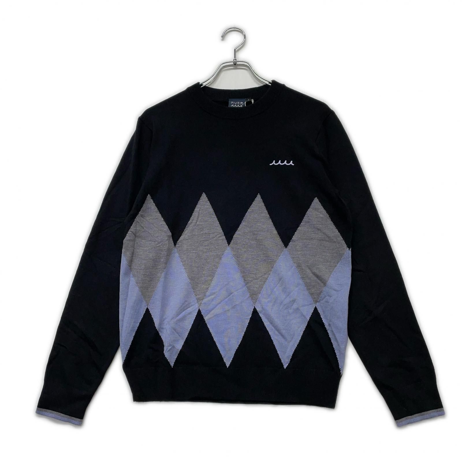 メンズ ムータマリン muta MARINE セーター 4 S 黒 クルーネック アーガイル ウール混 長袖