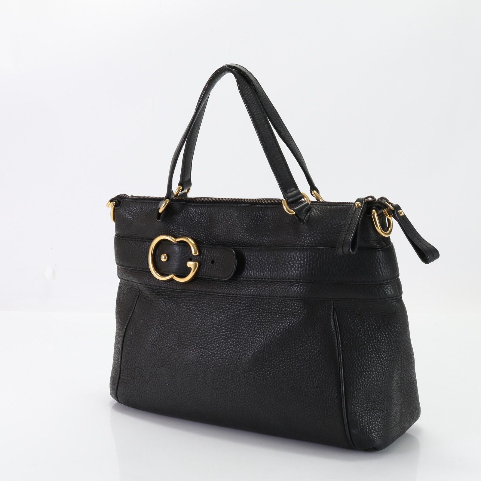 【極美品】GUCCI グッチ ビジネスバッグ レザー ブラック A4可 通勤 GUCCI グッチ トートバッグ ビジネスバッグ ロゴプレート GG 大容量