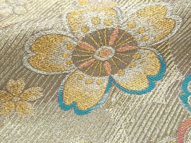 平和屋2□六通柄袋帯 唐織 花輪献上椿 金糸 逸品 fe6680