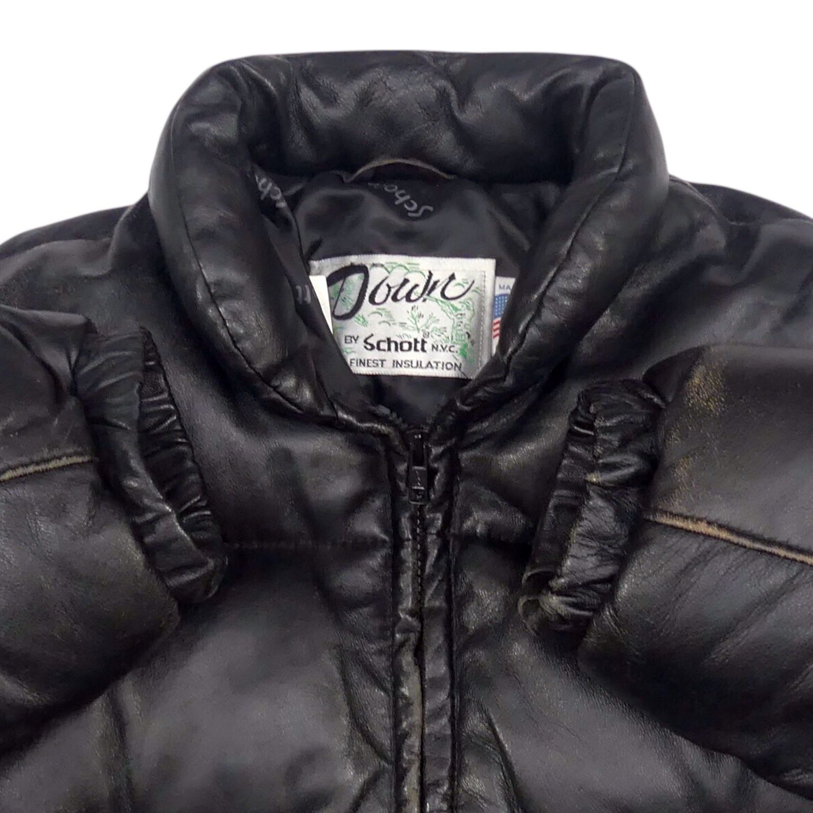 90s 貴重なUSA製ビンテージショットSchott NYCダウンジャケット 90s USA製 Schott ショット ダウンジャケット ベージュ XL