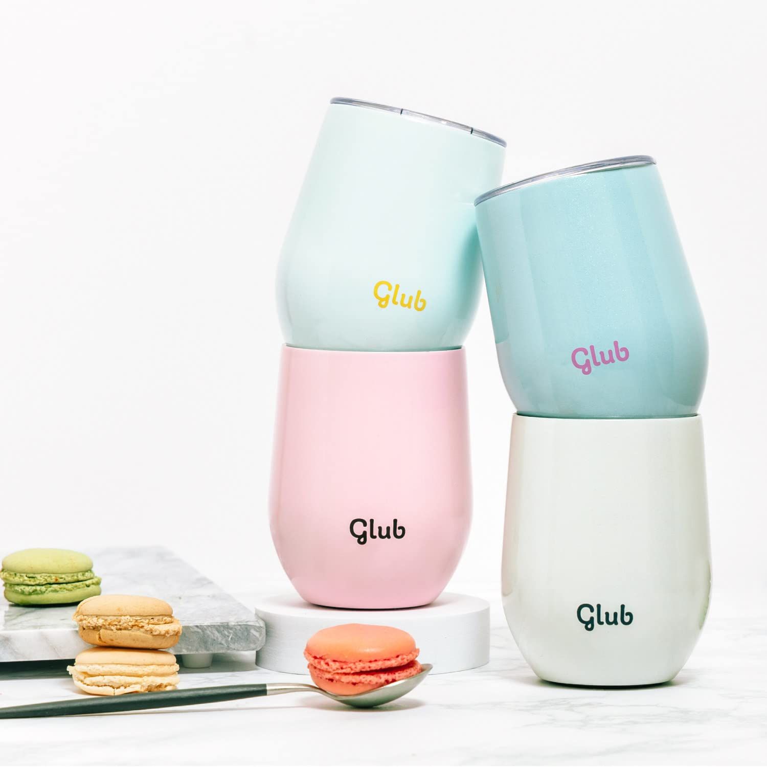 glub タンブラー 蓋付き 食洗機対応 滑り止め付き ストロー対応 保温保冷 350ml 真空断熱 (ミント) [ミント]