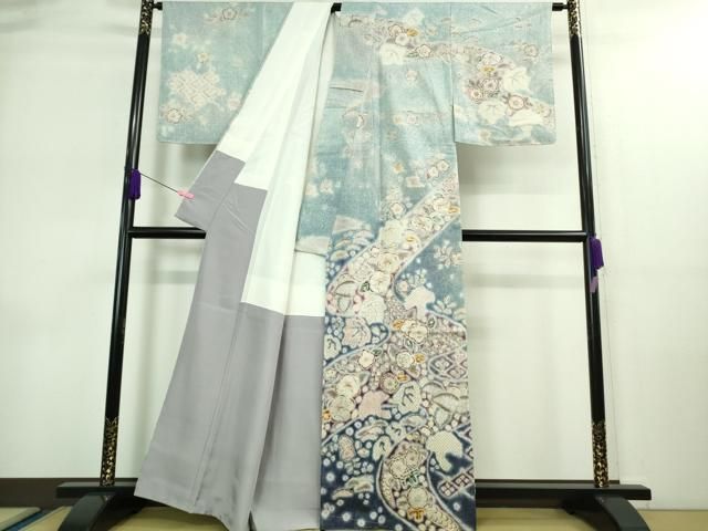 平和屋本店□極上 十七代京屋林蔵 本場結城紬地 訪問着 辻が花 暈し