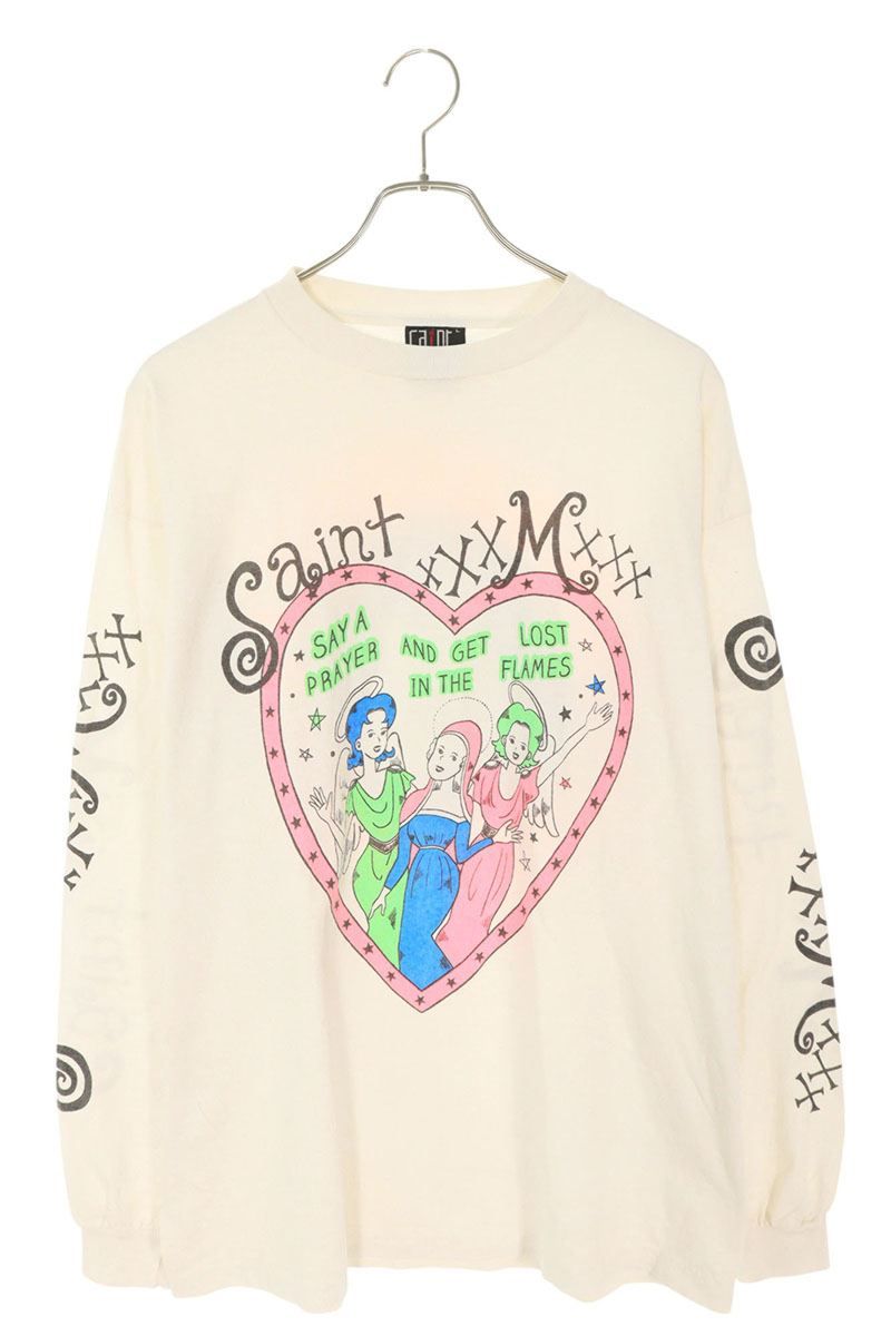 ピンクハートプリント長袖カットソー