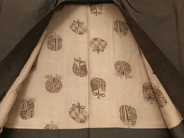 平和屋着物○男性 紬 アンサンブル 黒鳶色 正絹 逸品 AAAV9075np