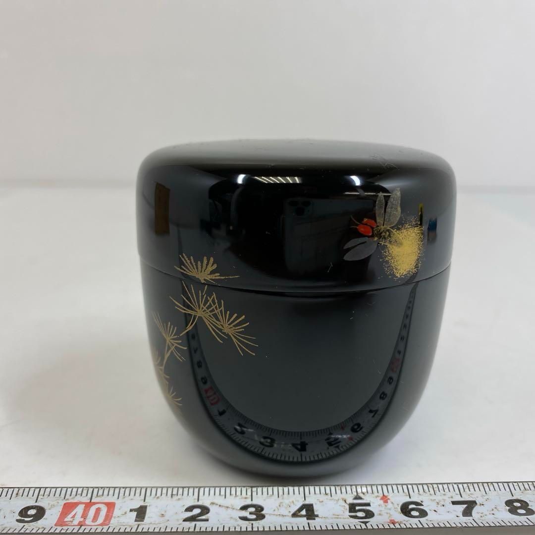 茶3 和田寿峰 蛍蒔絵中棗 共箱 直径6.2㎝ 東里6-1108