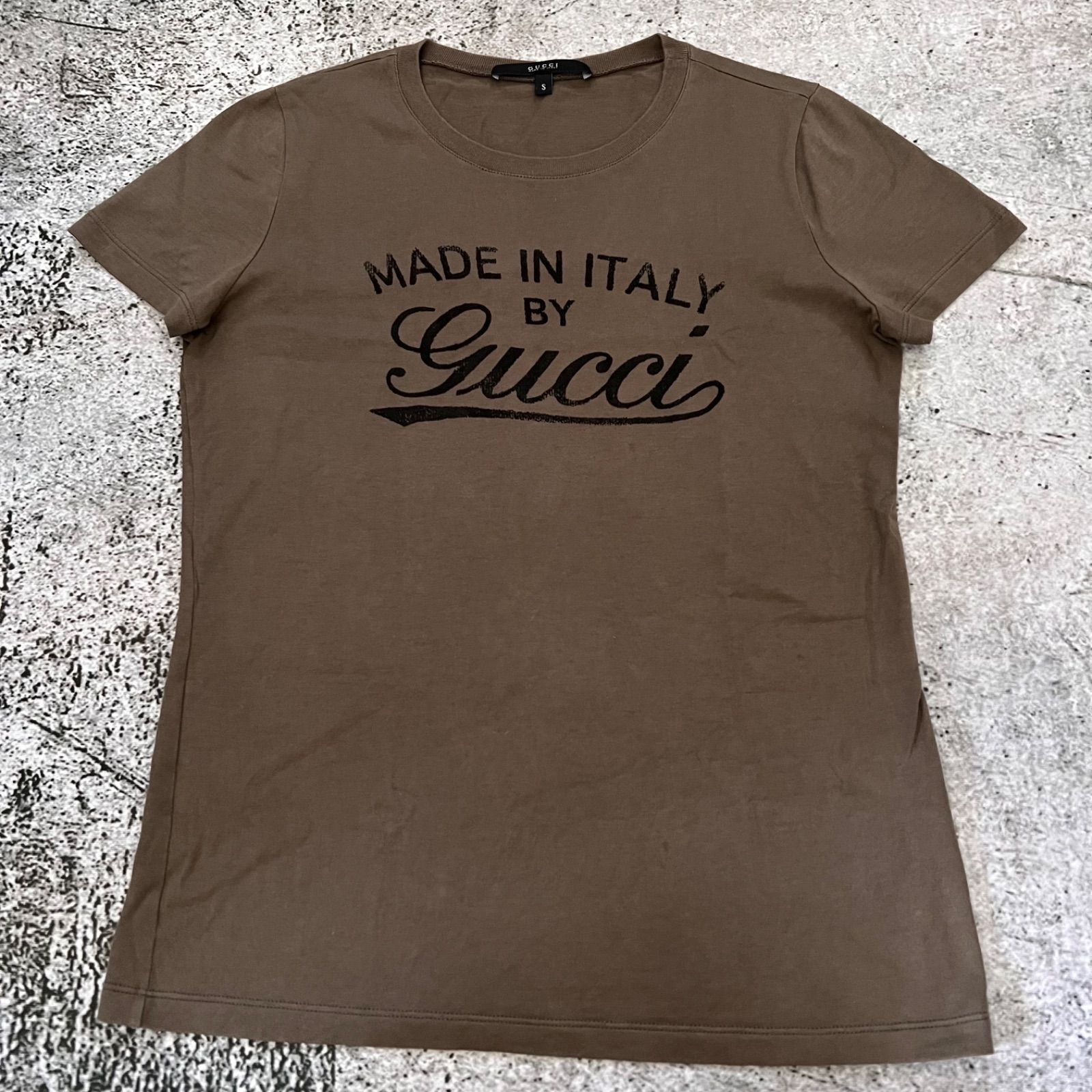 GUCCI グッチ Tシャツ グレー ロゴ 筆記体 イタリア 半袖カットソー 