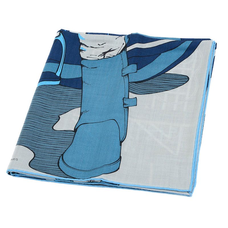 エルメス カレ140 ジェアン ショール ミステリアスライダー マリン  