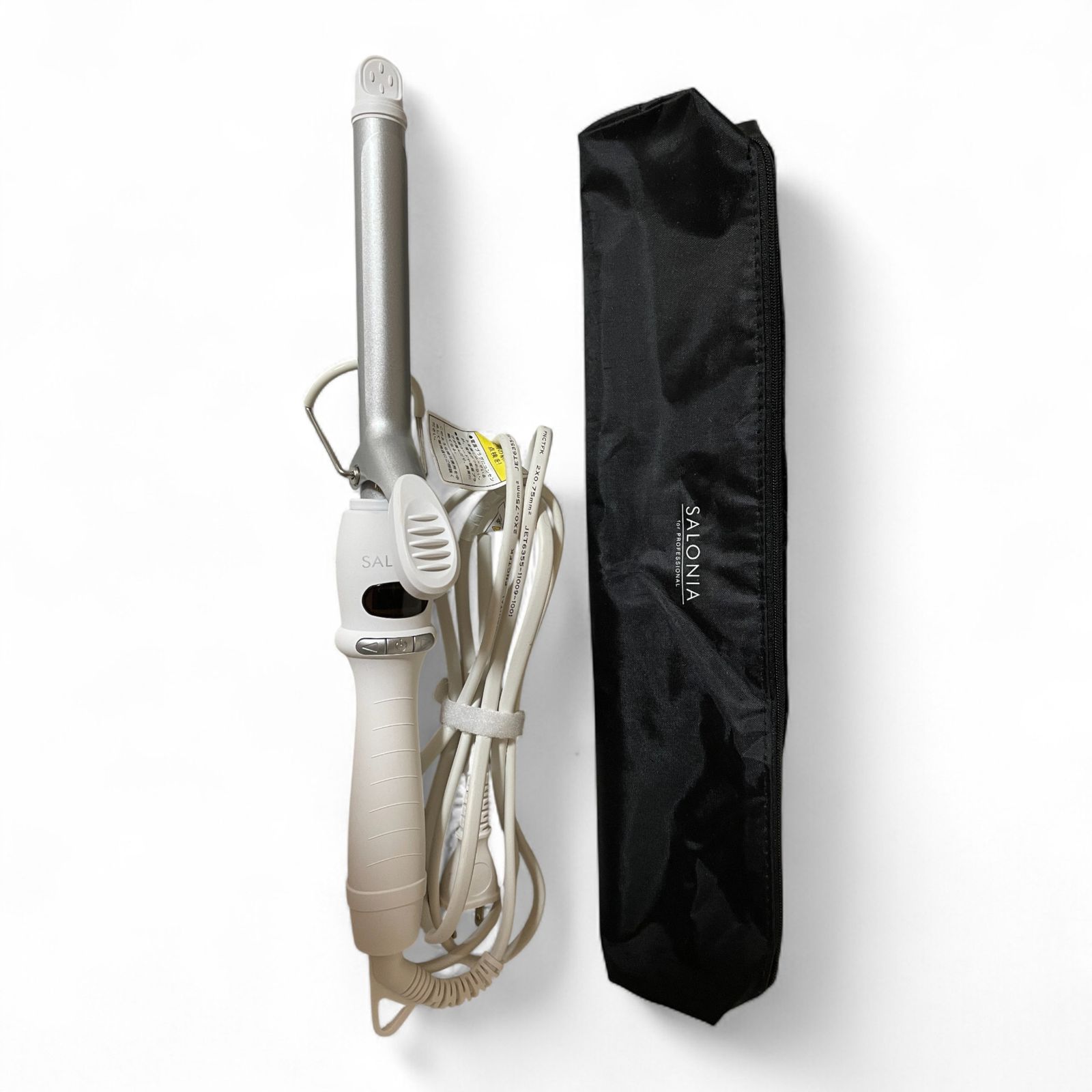 ▲ サロニアSALONIA セラミック カール ヘアアイロン コテ SL-008SW 19mm ホワイト 1100-2756