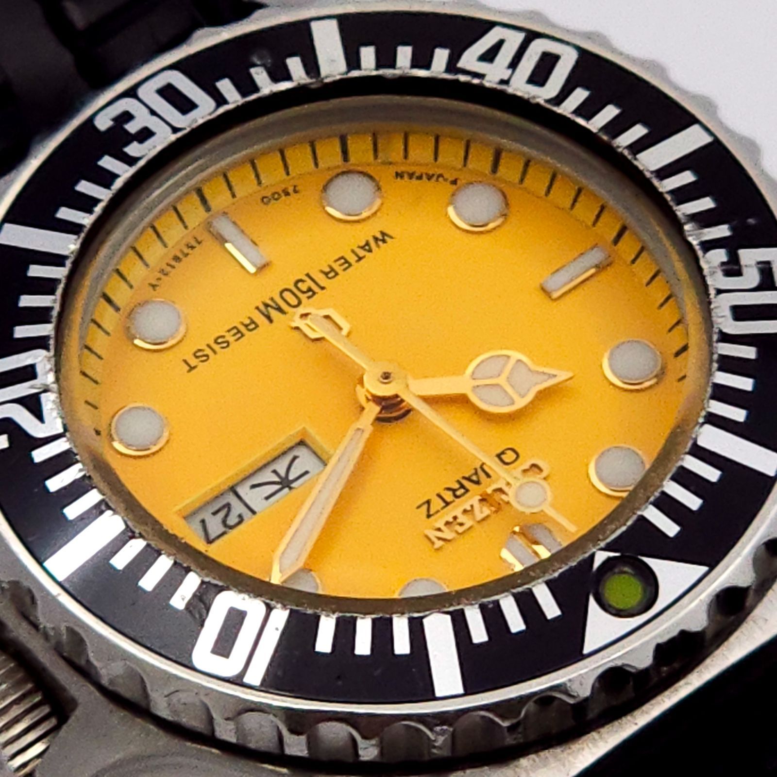 CITIZEN シチズン クリストロン ダイバー 4-753321 QZ 動作品 黄色