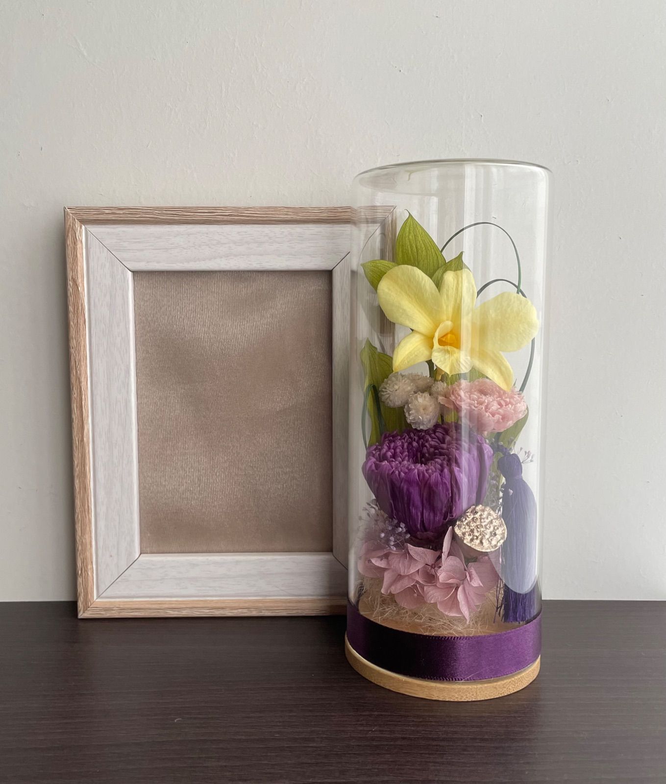 プリザーブドフラワー＊ガラスケース対 蓮&タッセル ＊ 仏花 お彼岸 敬老の日 プリザーブドフラワー＊ガラスケース対 蓮&タッセル ＊ 仏花 お彼岸 敬老の