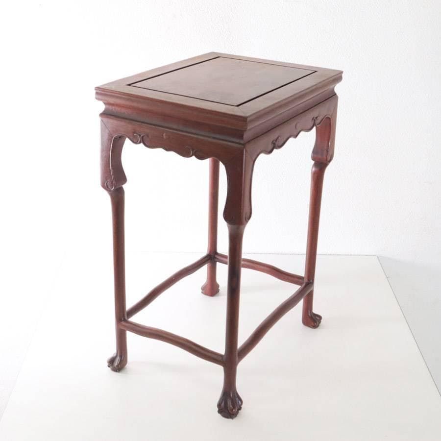 唐木家具 花梨無垢 獣足 サイドテーブル 花台 飾り台 M11833 173h09