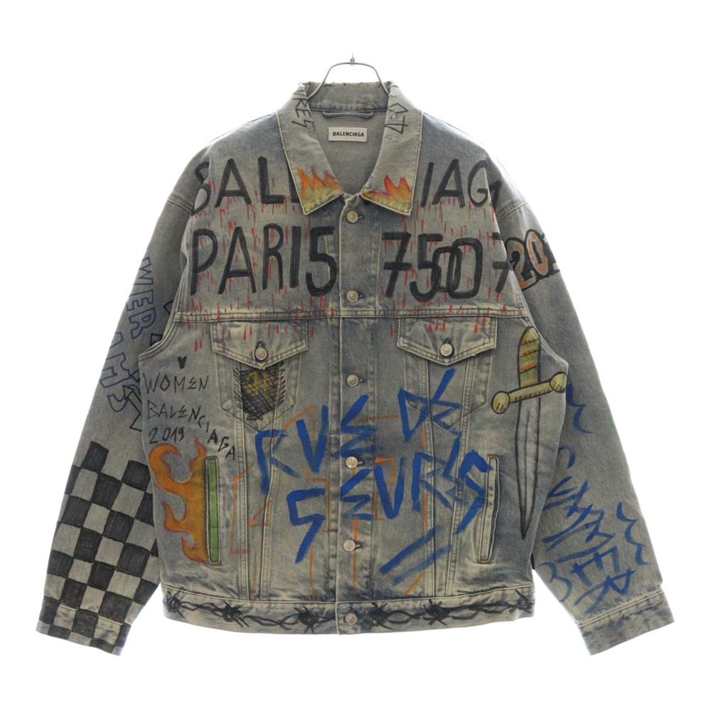 BALENCIAGA バレンシアガ 18AW Graffiti Denim Jacket オーバーサイズ グラフィティ デニムジャケット インディゴ 558824 TXE08