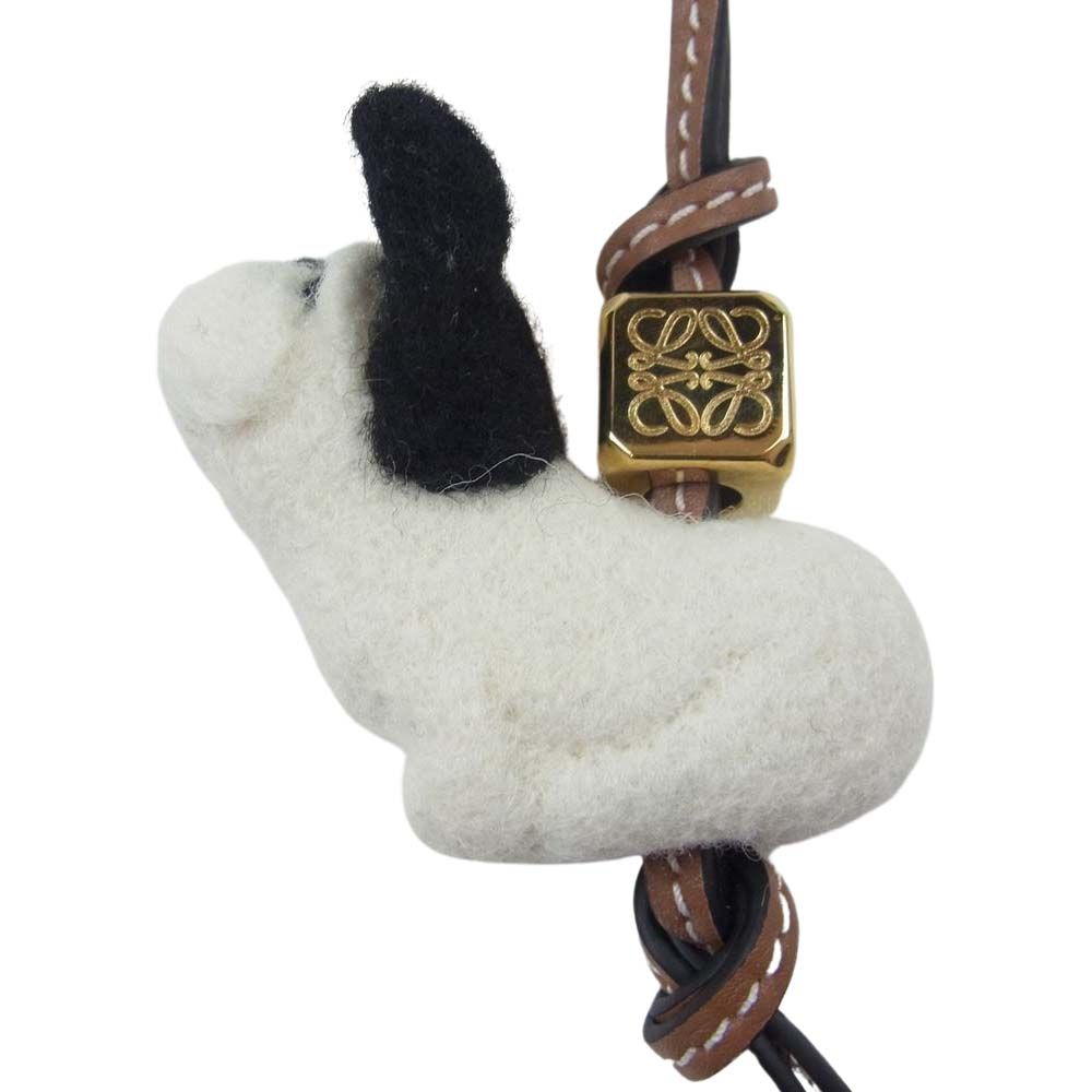 LOEWE ロエベ パピー ドッグ レザー チャーム キーホルダー フェルト  
