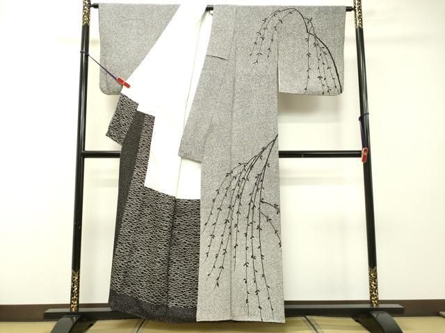 平和屋着物○二代目 川村久太郎 訪問着 枝垂れ柳 たたき染め 正絹 逸品