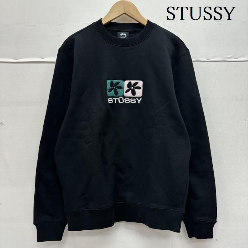 STUSSY ステューシー トレーナー 長袖 Flowers Applique フラワー ロゴ 刺繍 クルーネック スウェット 118395