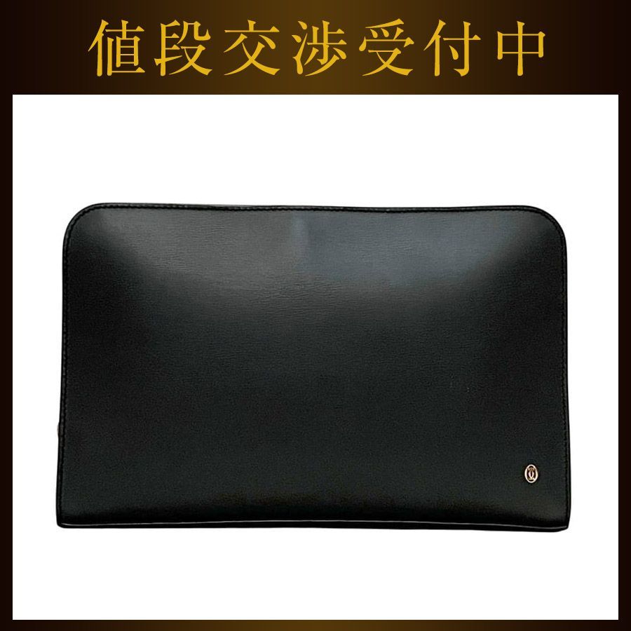 カルティエ セカンドバッグ ブラック パシャ レザー