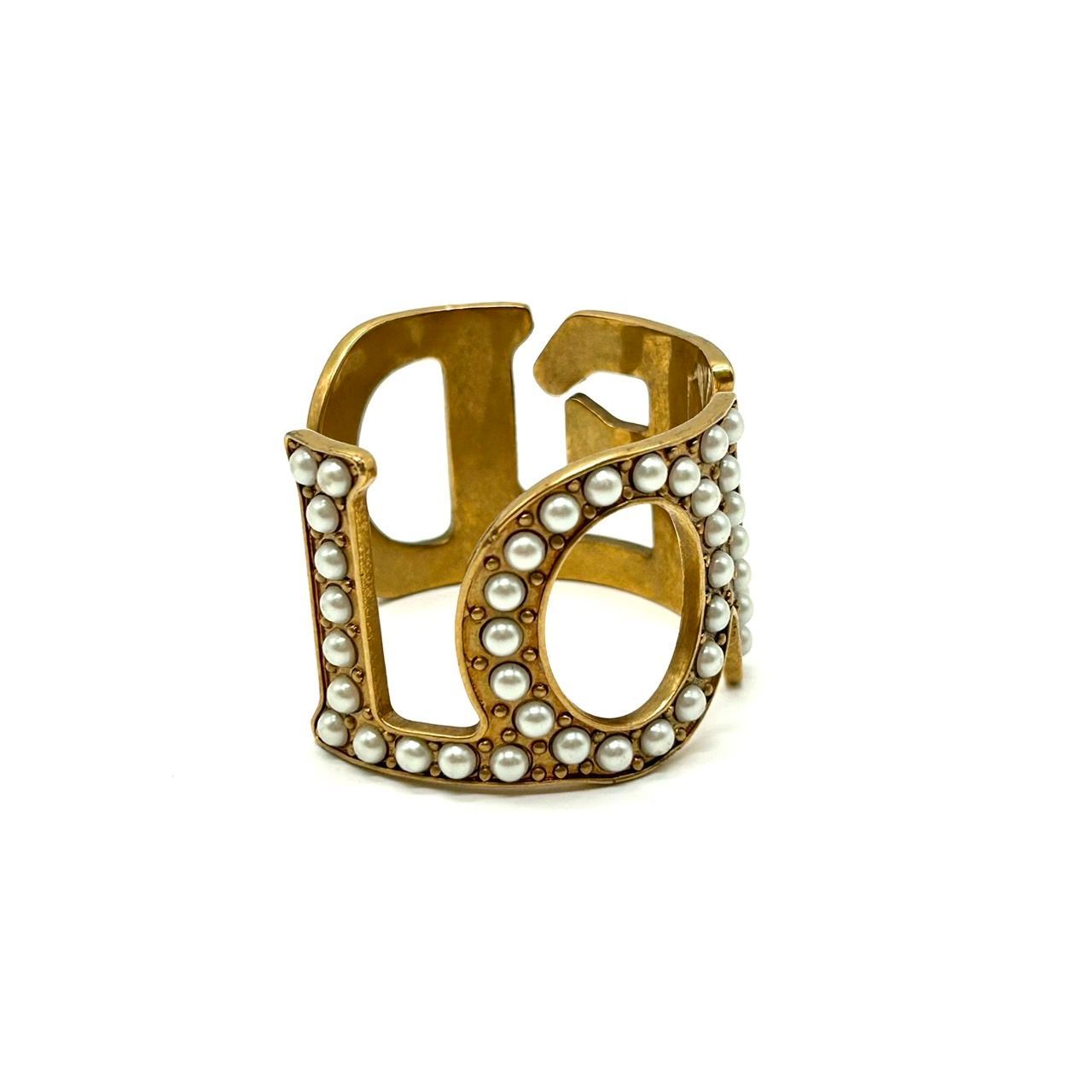 極美品 グッチ バングル ブレスレット LOVED パールモチーフ ブロンズ